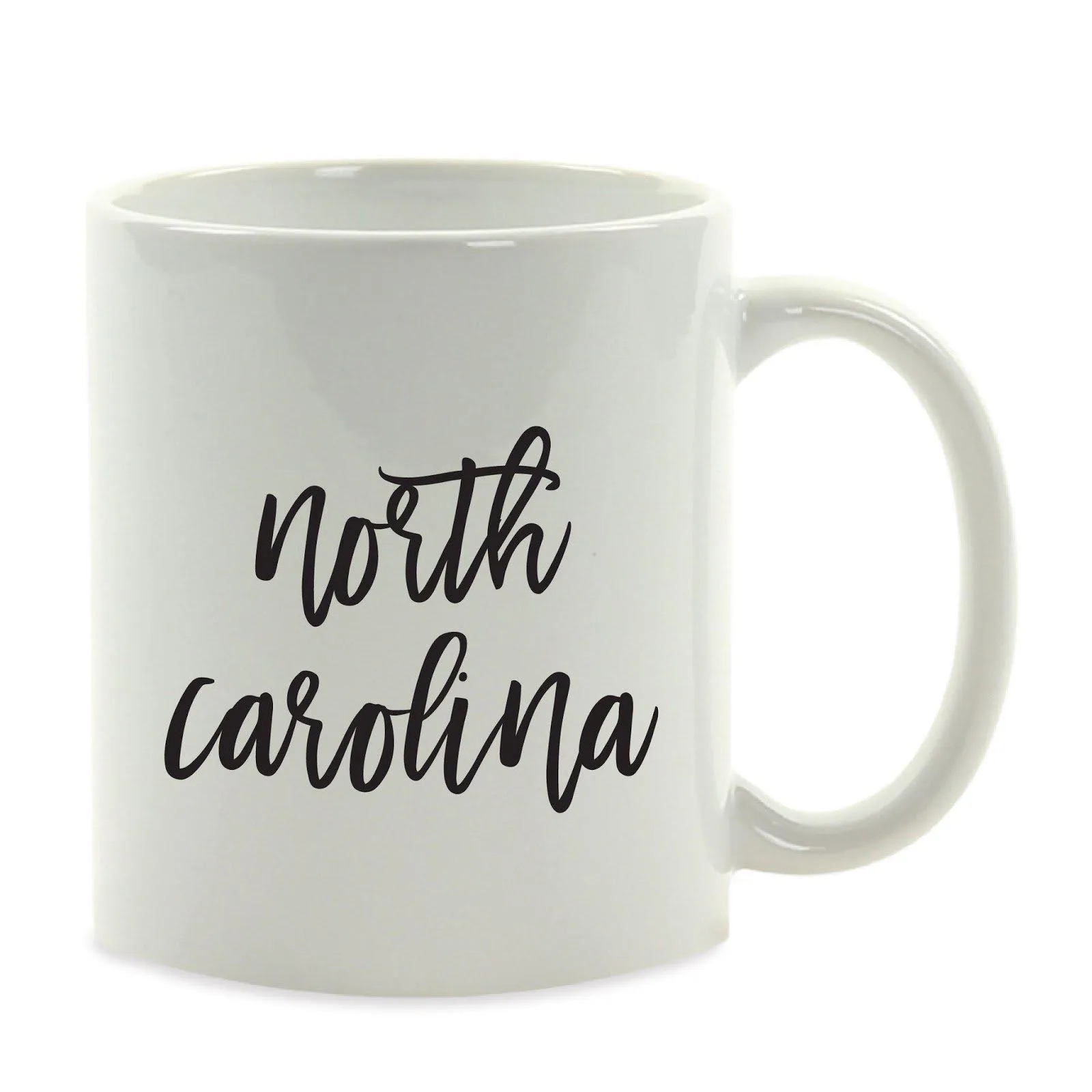 Black Calligraphy US State Ceramic Coffee Mug