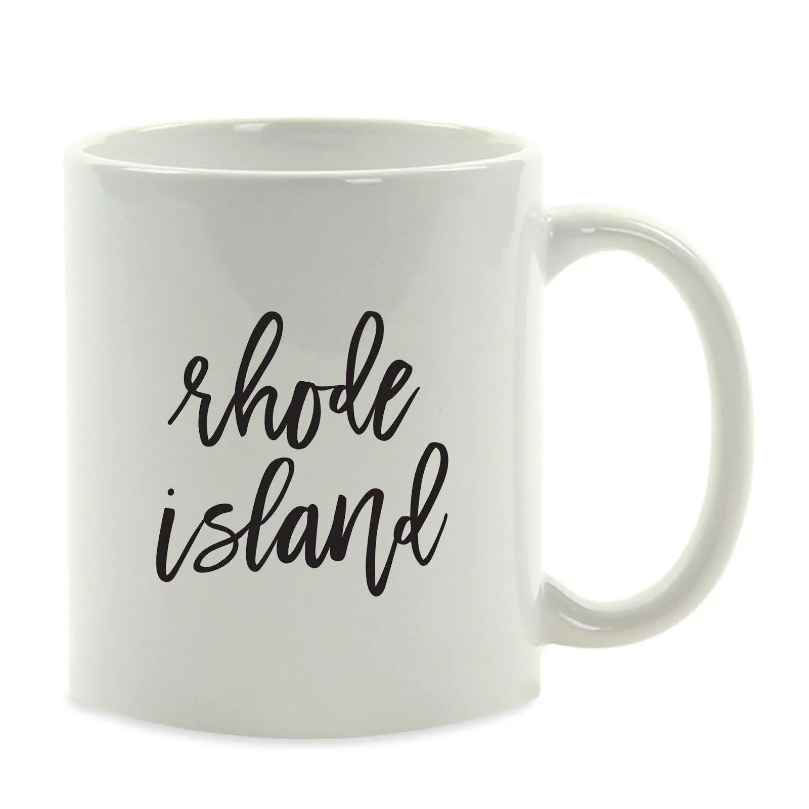 Black Calligraphy US State Ceramic Coffee Mug