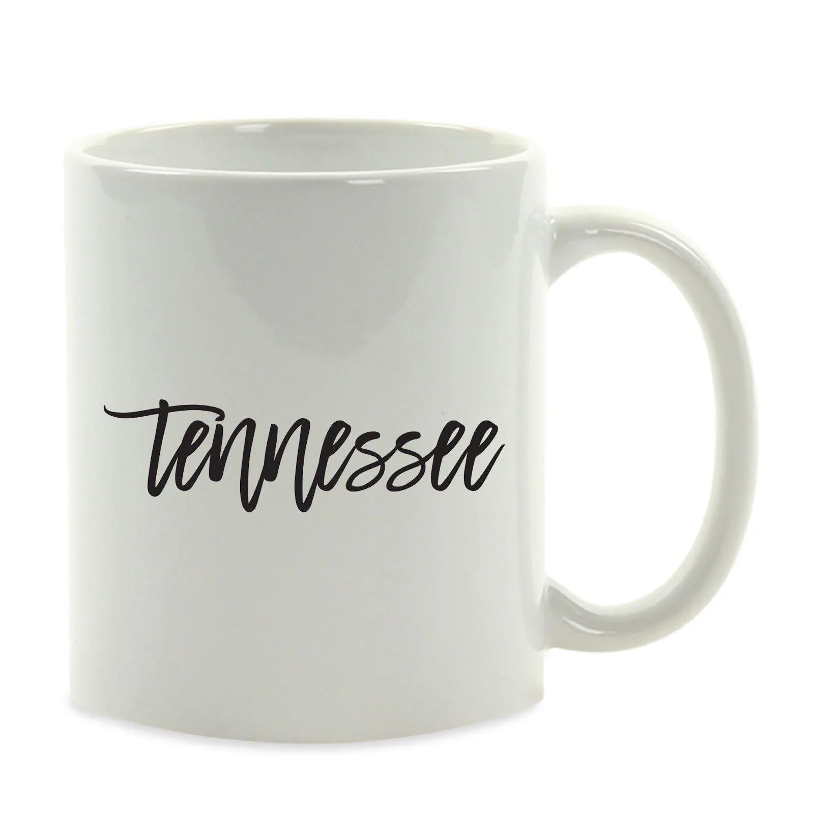 Black Calligraphy US State Ceramic Coffee Mug