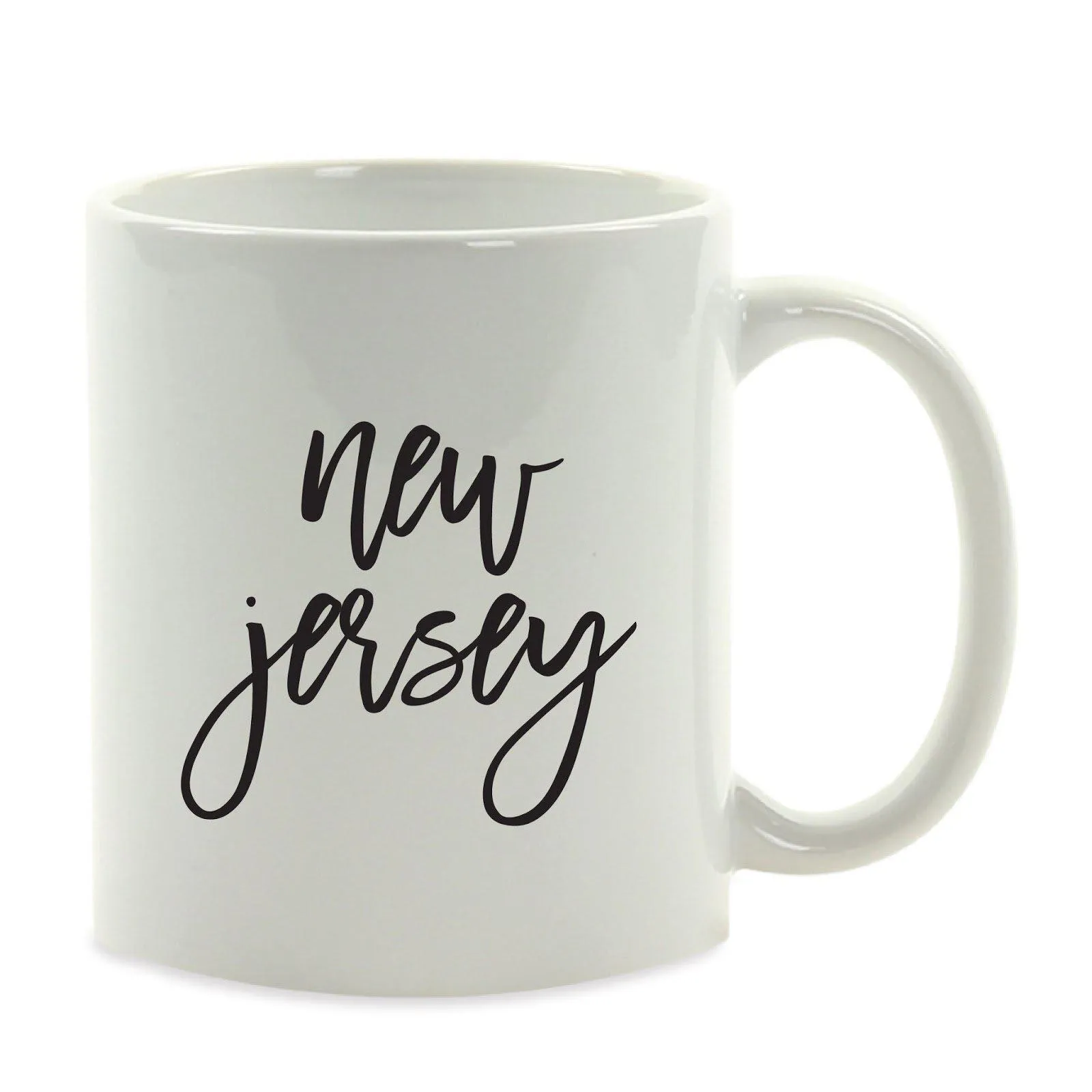 Black Calligraphy US State Ceramic Coffee Mug