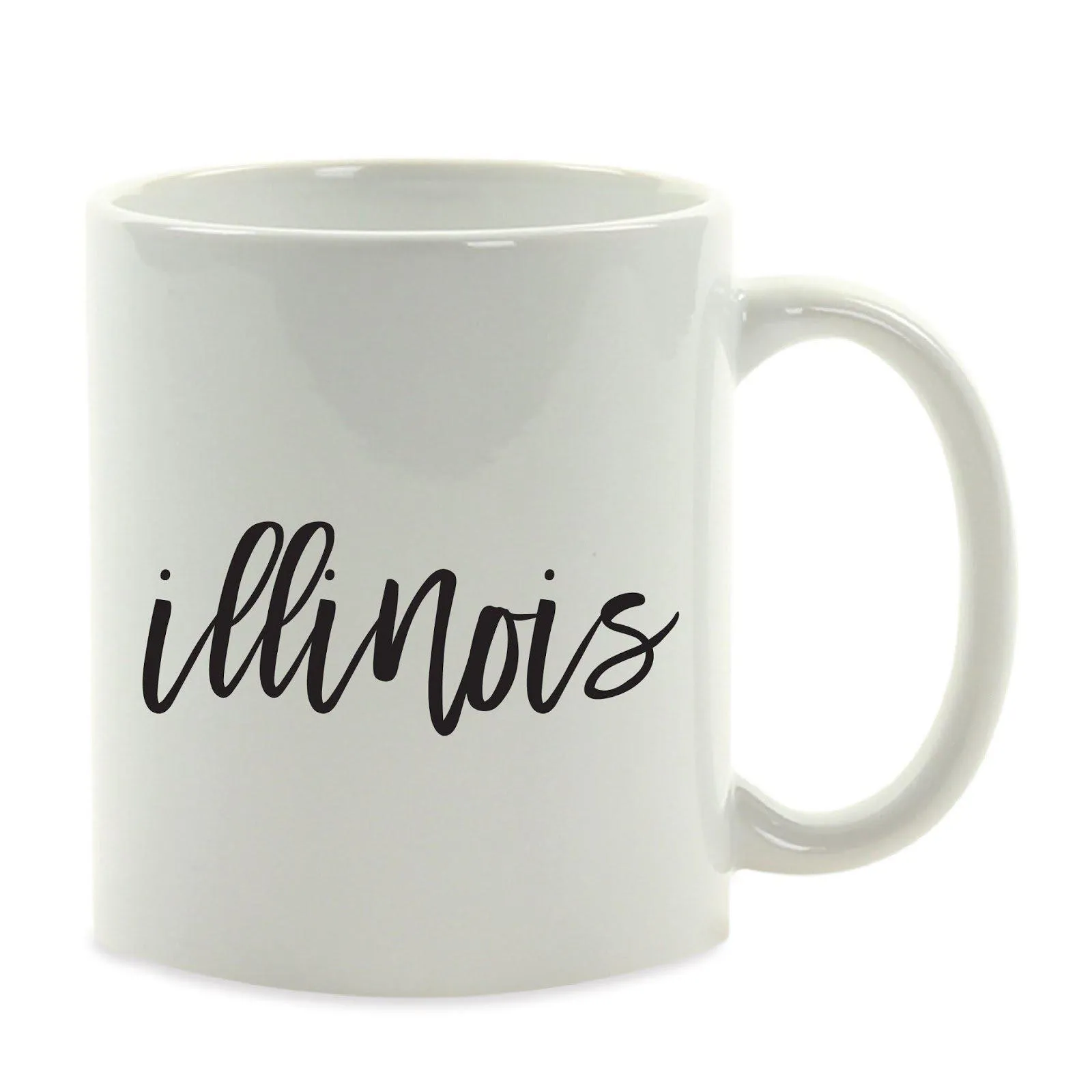 Black Calligraphy US State Ceramic Coffee Mug