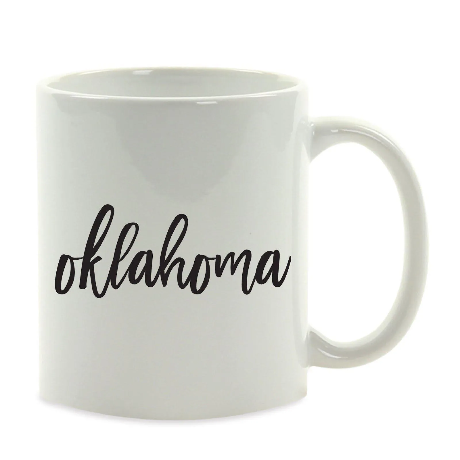 Black Calligraphy US State Ceramic Coffee Mug