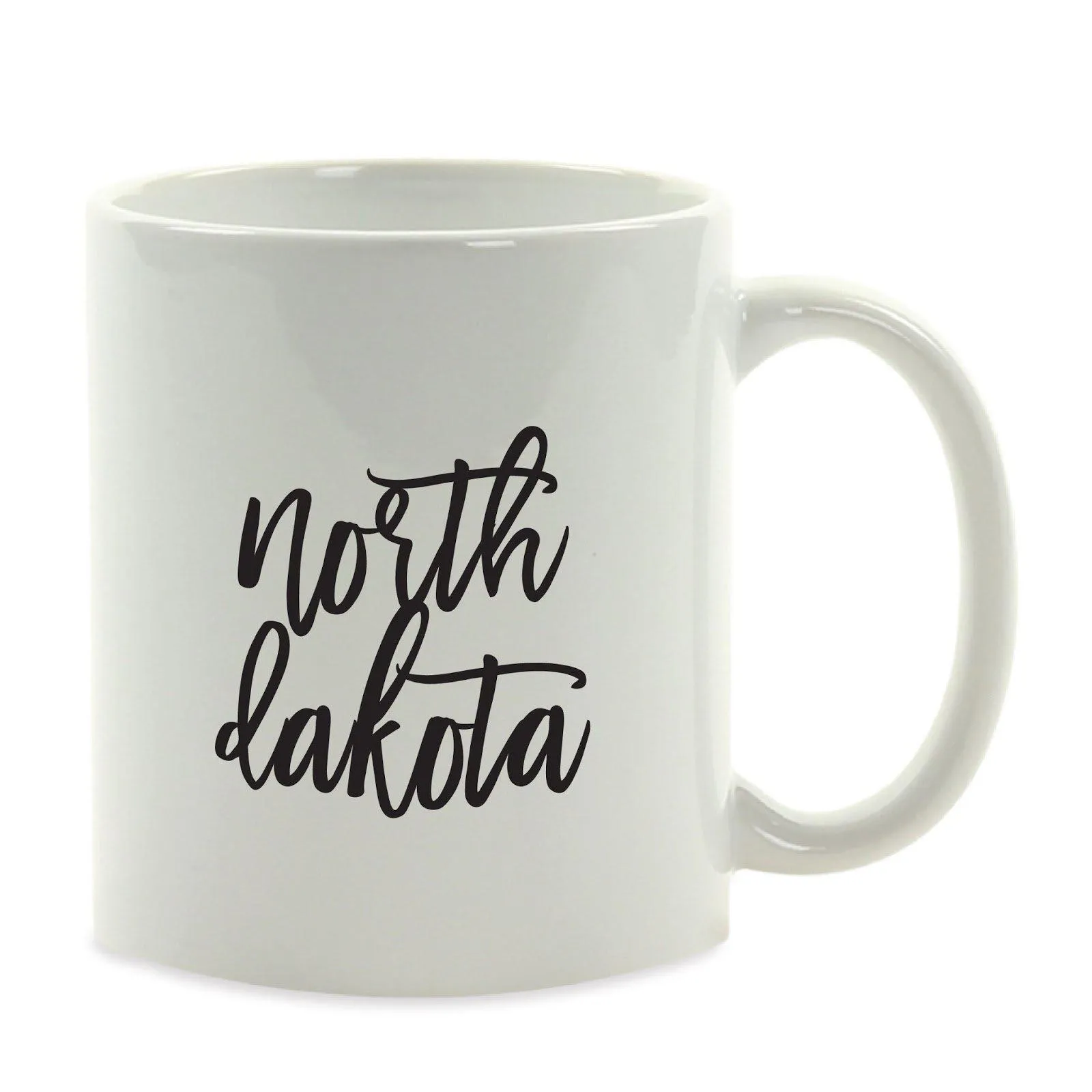 Black Calligraphy US State Ceramic Coffee Mug