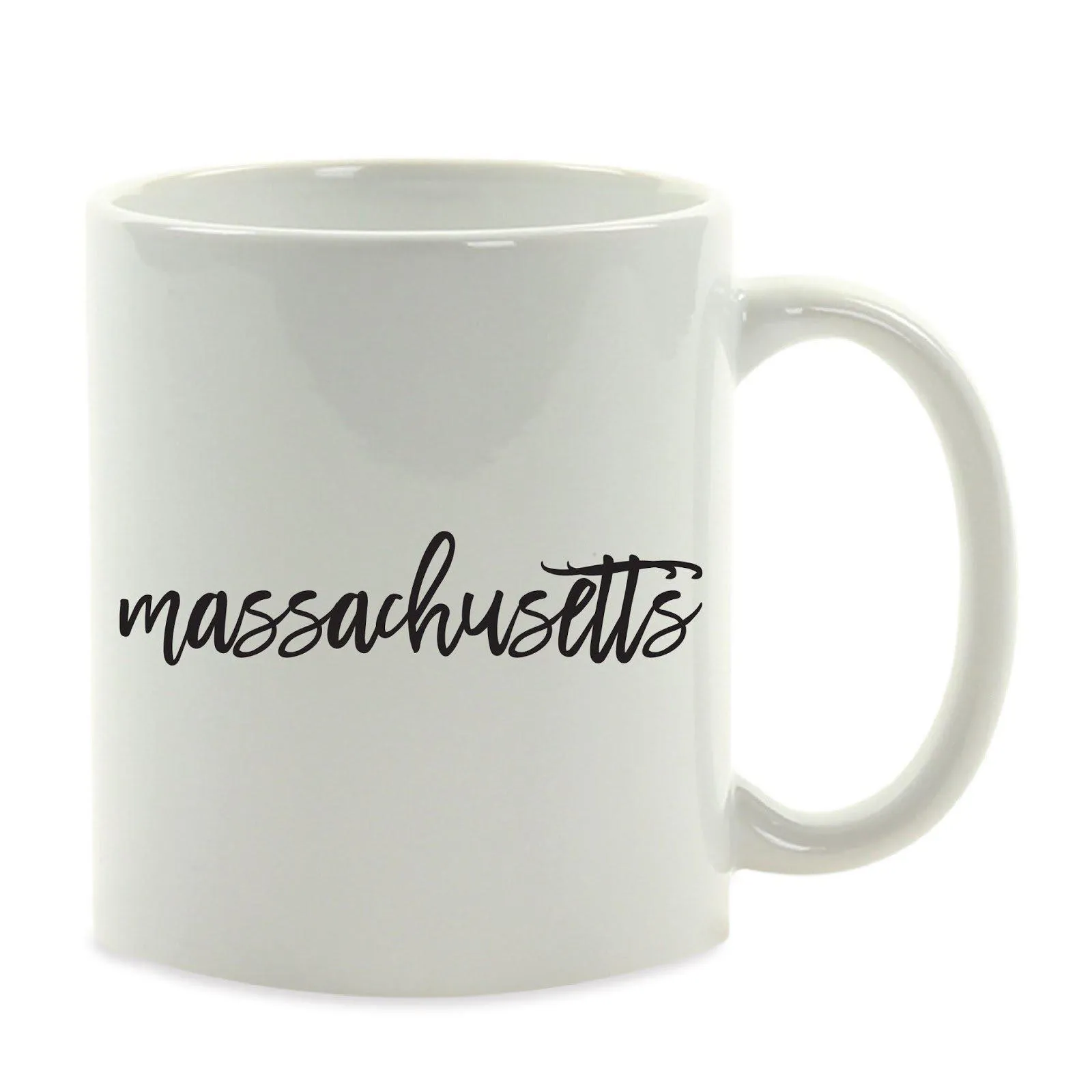 Black Calligraphy US State Ceramic Coffee Mug