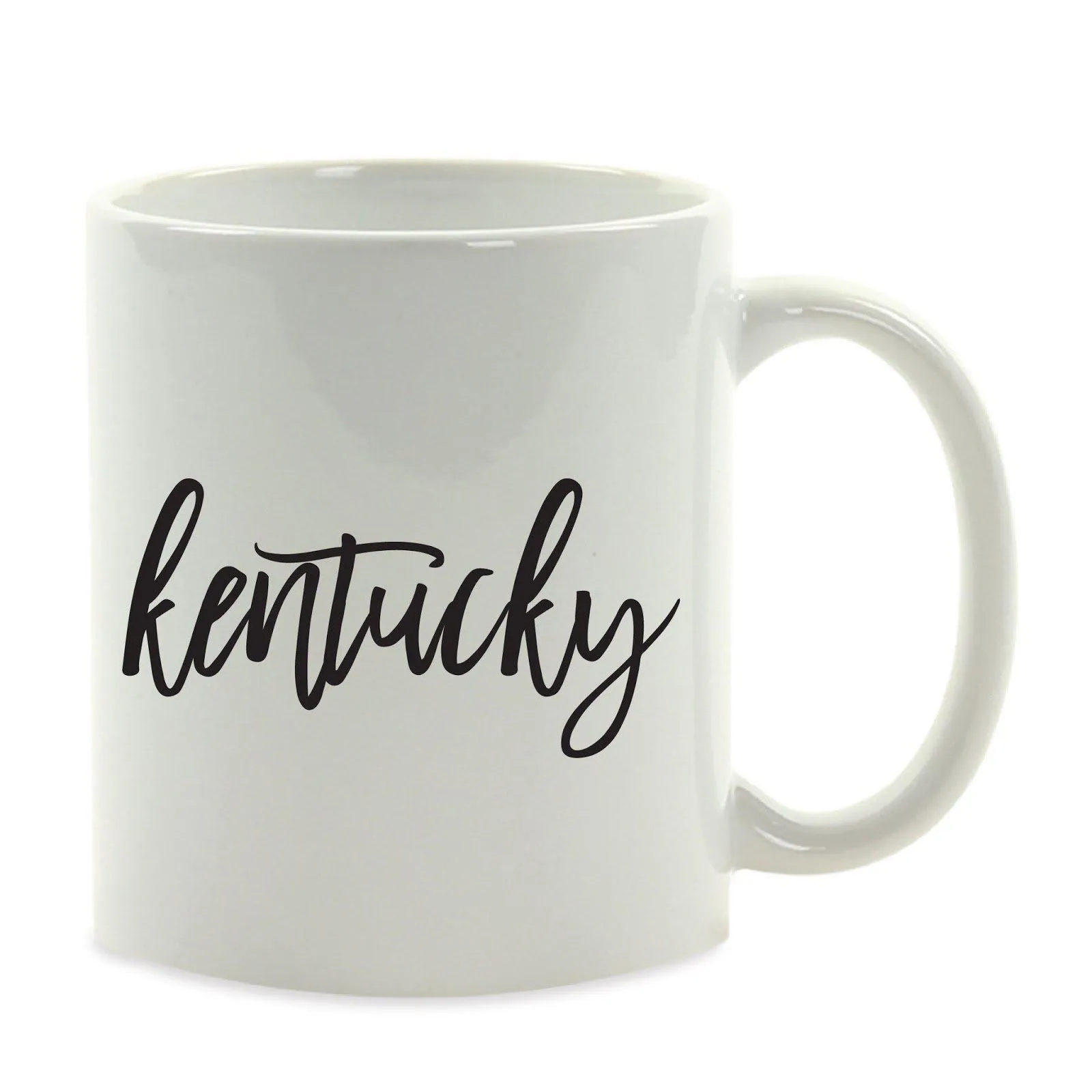 Black Calligraphy US State Ceramic Coffee Mug