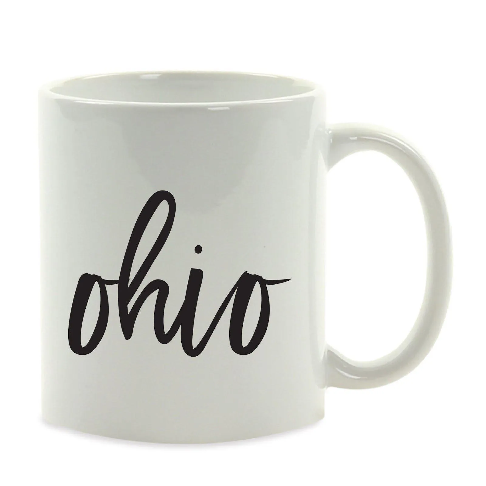 Black Calligraphy US State Ceramic Coffee Mug