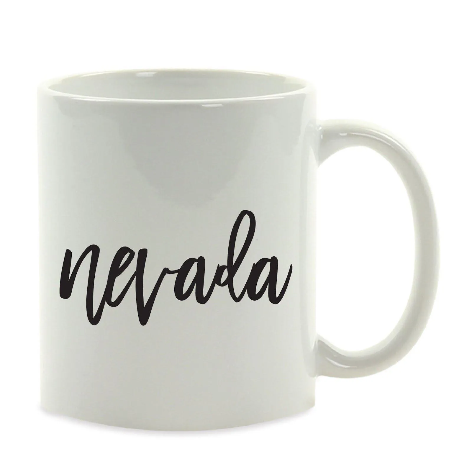 Black Calligraphy US State Ceramic Coffee Mug