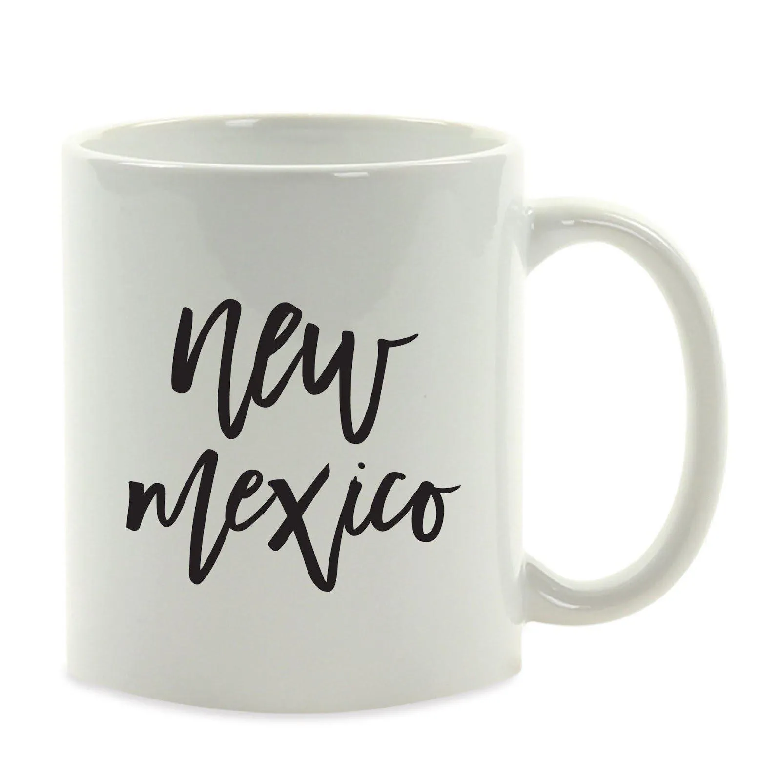 Black Calligraphy US State Ceramic Coffee Mug