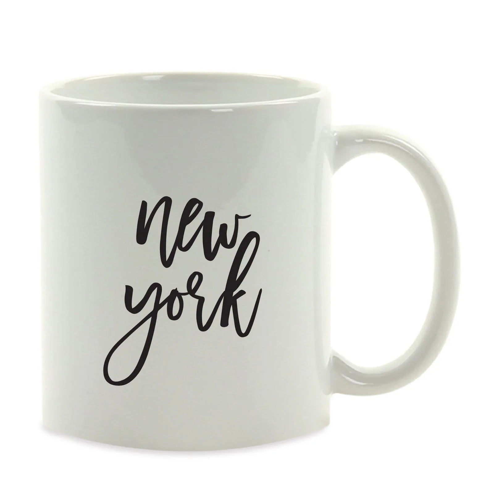 Black Calligraphy US State Ceramic Coffee Mug