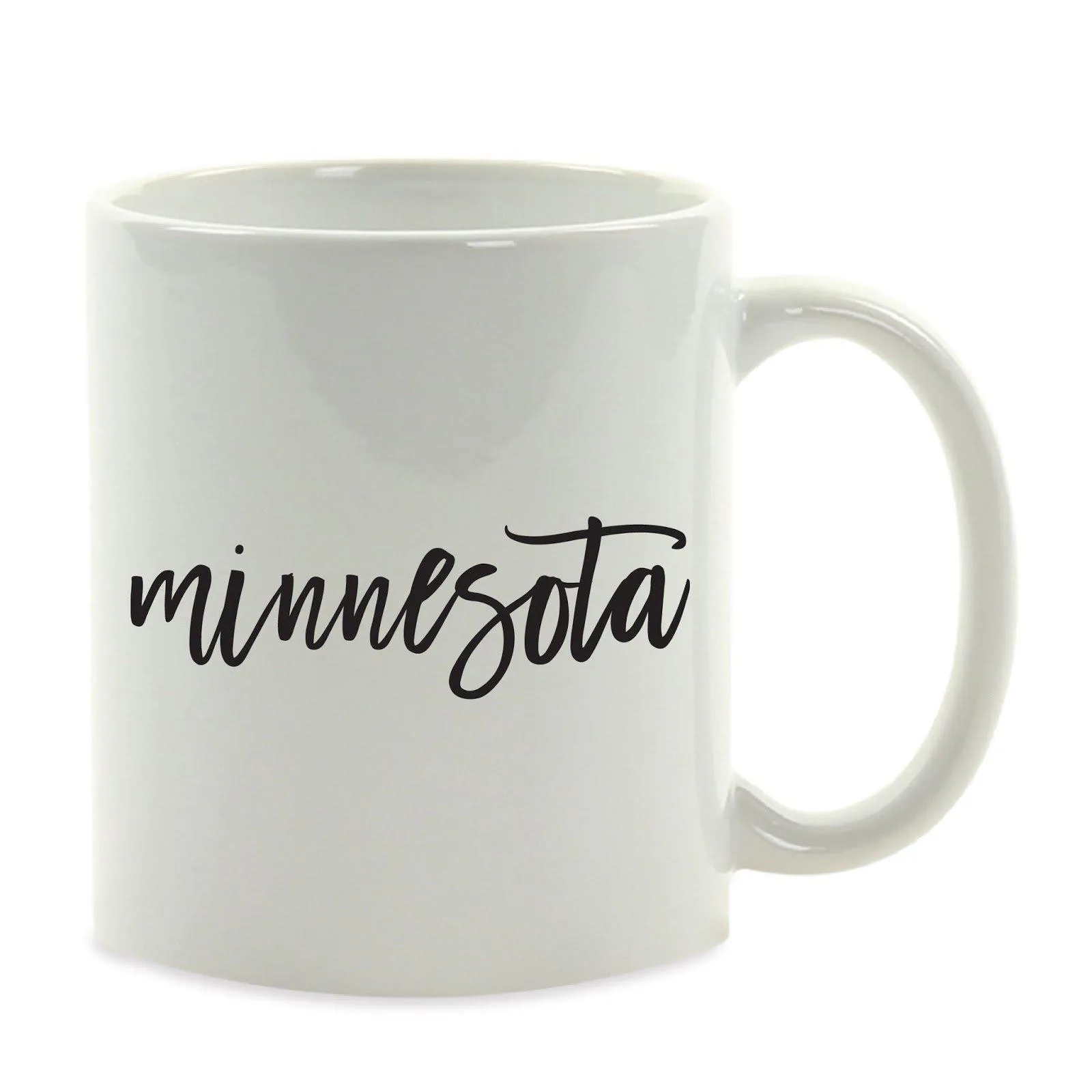 Black Calligraphy US State Ceramic Coffee Mug