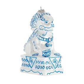 Blue & White Foo Dog Ornament