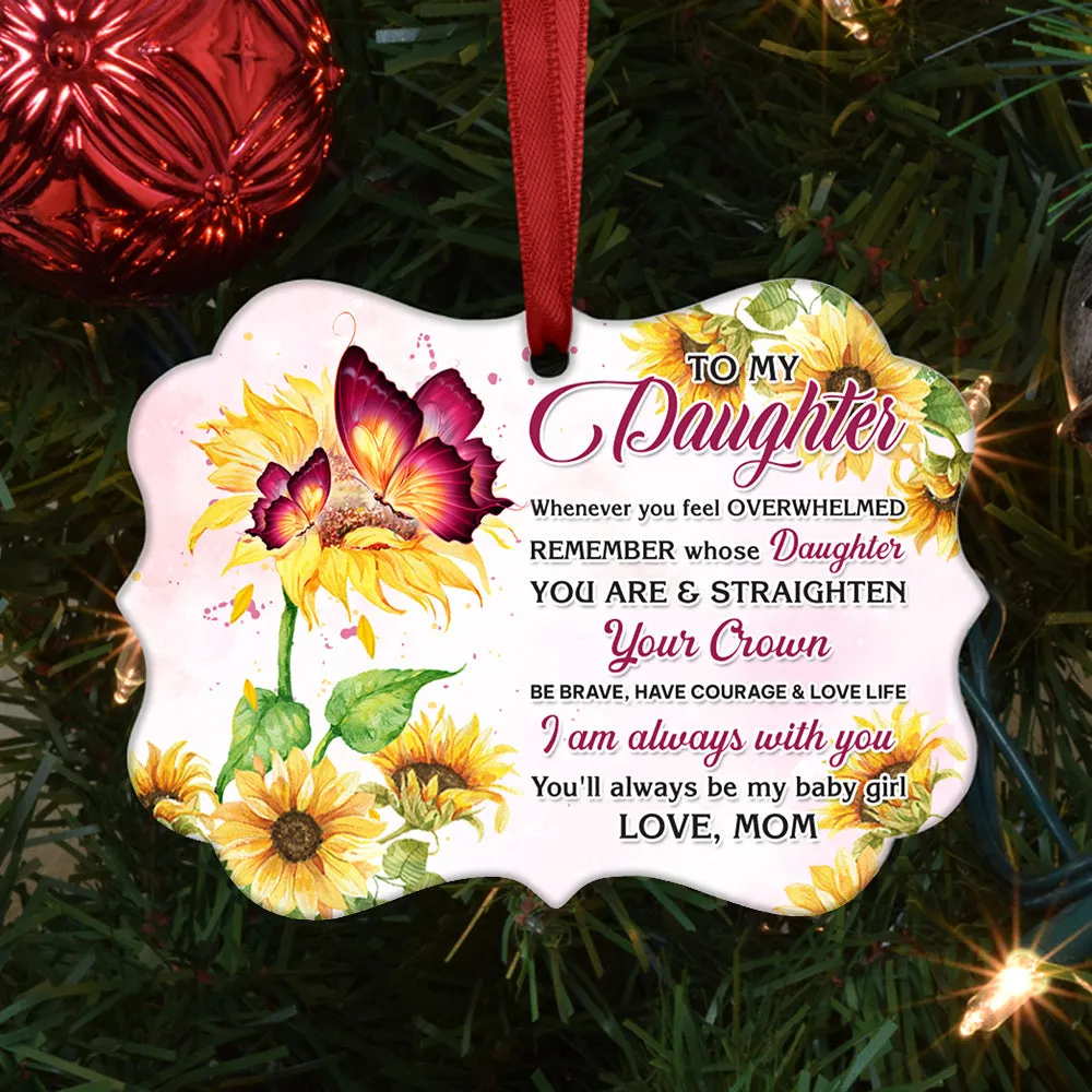 Butterfly Sunflower To My Daughter Metal Ornament - Christmas Ornament - Christmas Gift