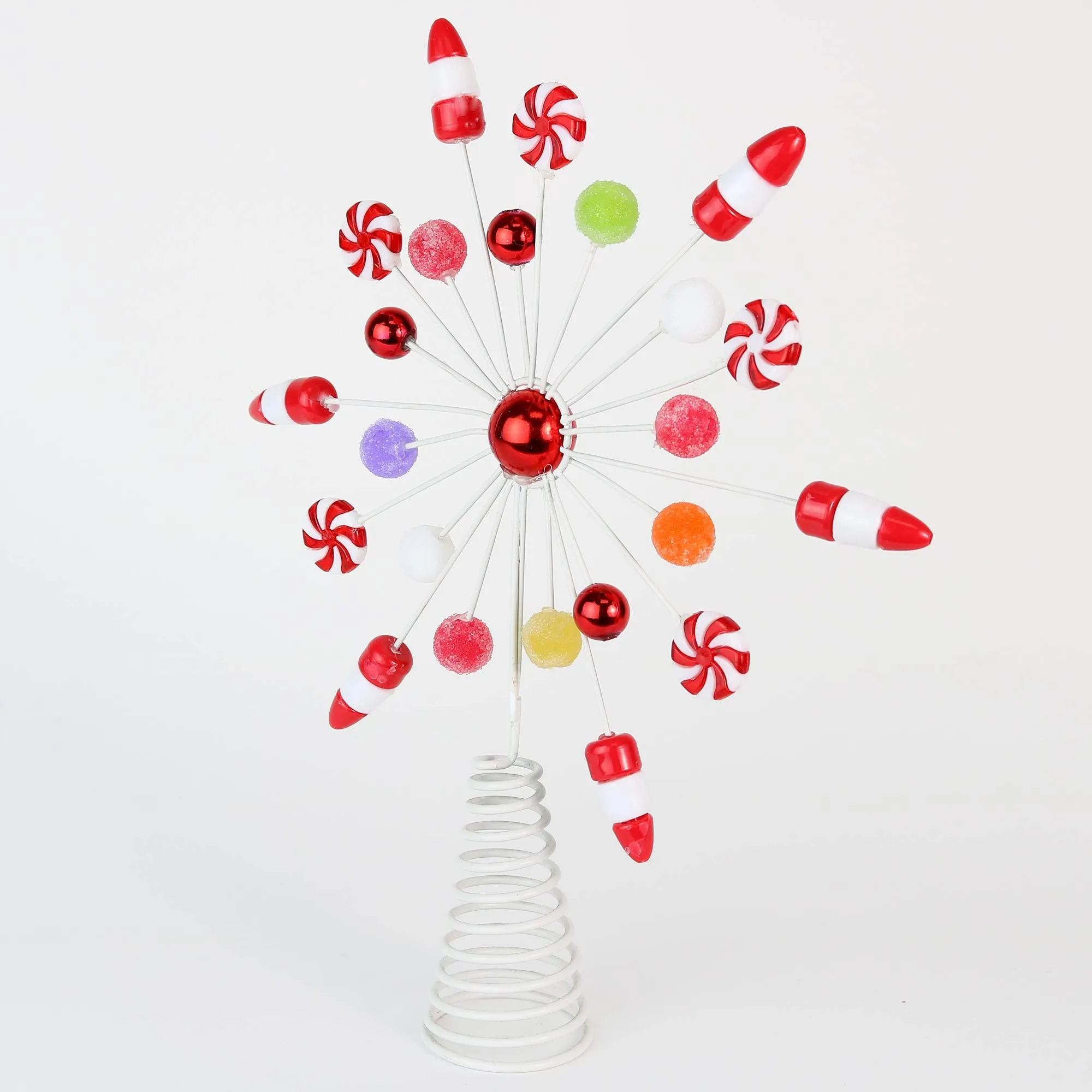 Candy Snowflake Tree Topper - Peppermint Candy Cane Snowflakes Christmas Tree Decorations