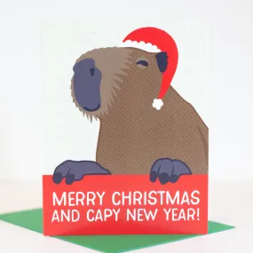 Capybara Christmas card, capybara pun Christmas card, cute Christmas card, all ages Christmas card