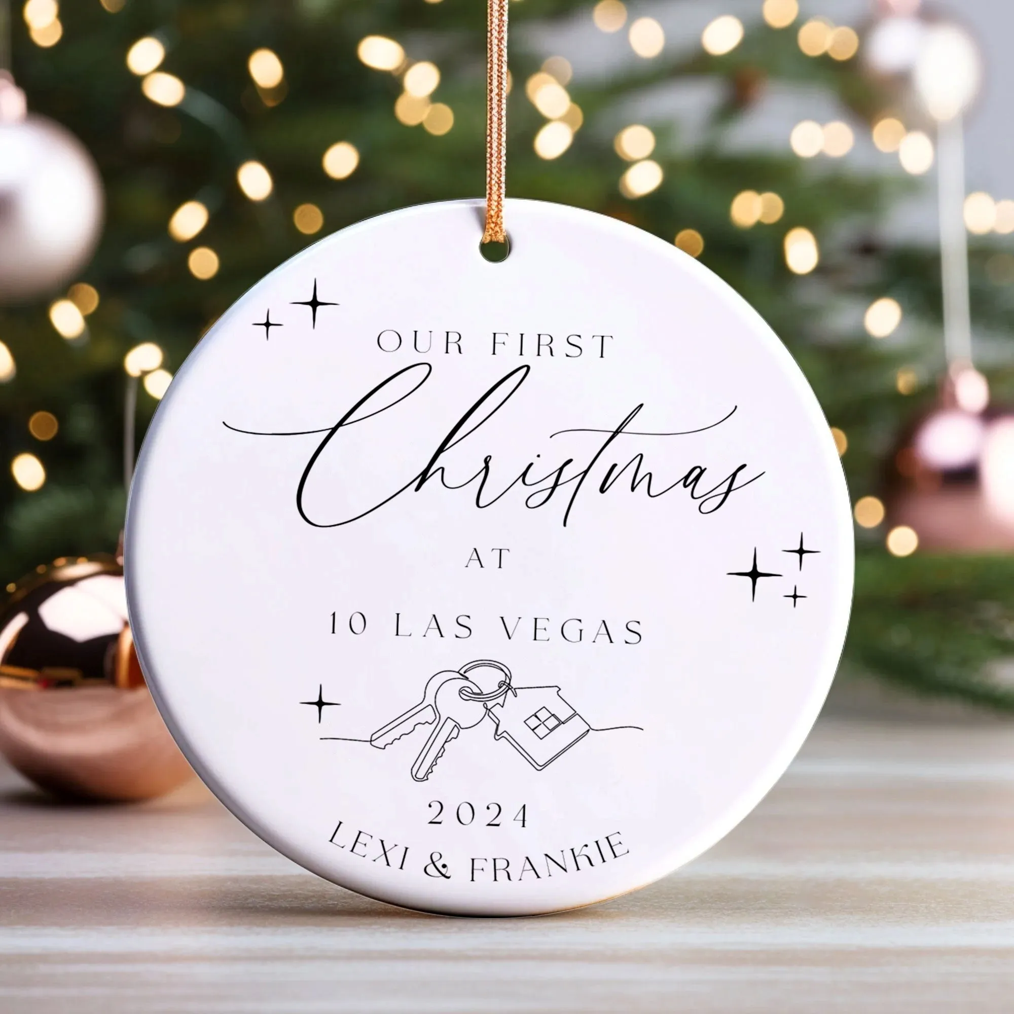 Ceramic New Home Ornament, Personalized First Christmas New Home Ornament CX02-11