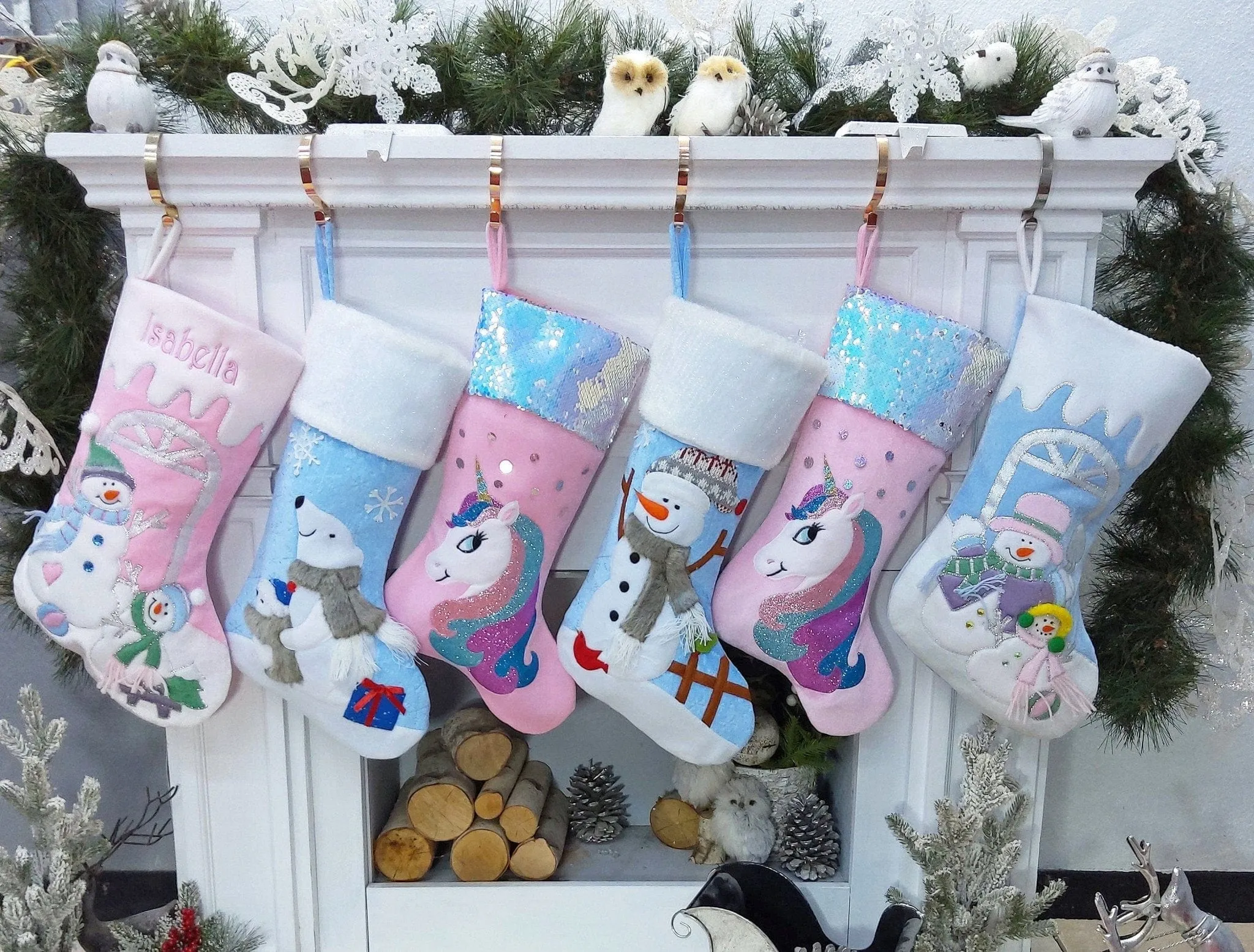 Children's Large Christmas Snowman Personalized stocking with Melting Ice Cuff