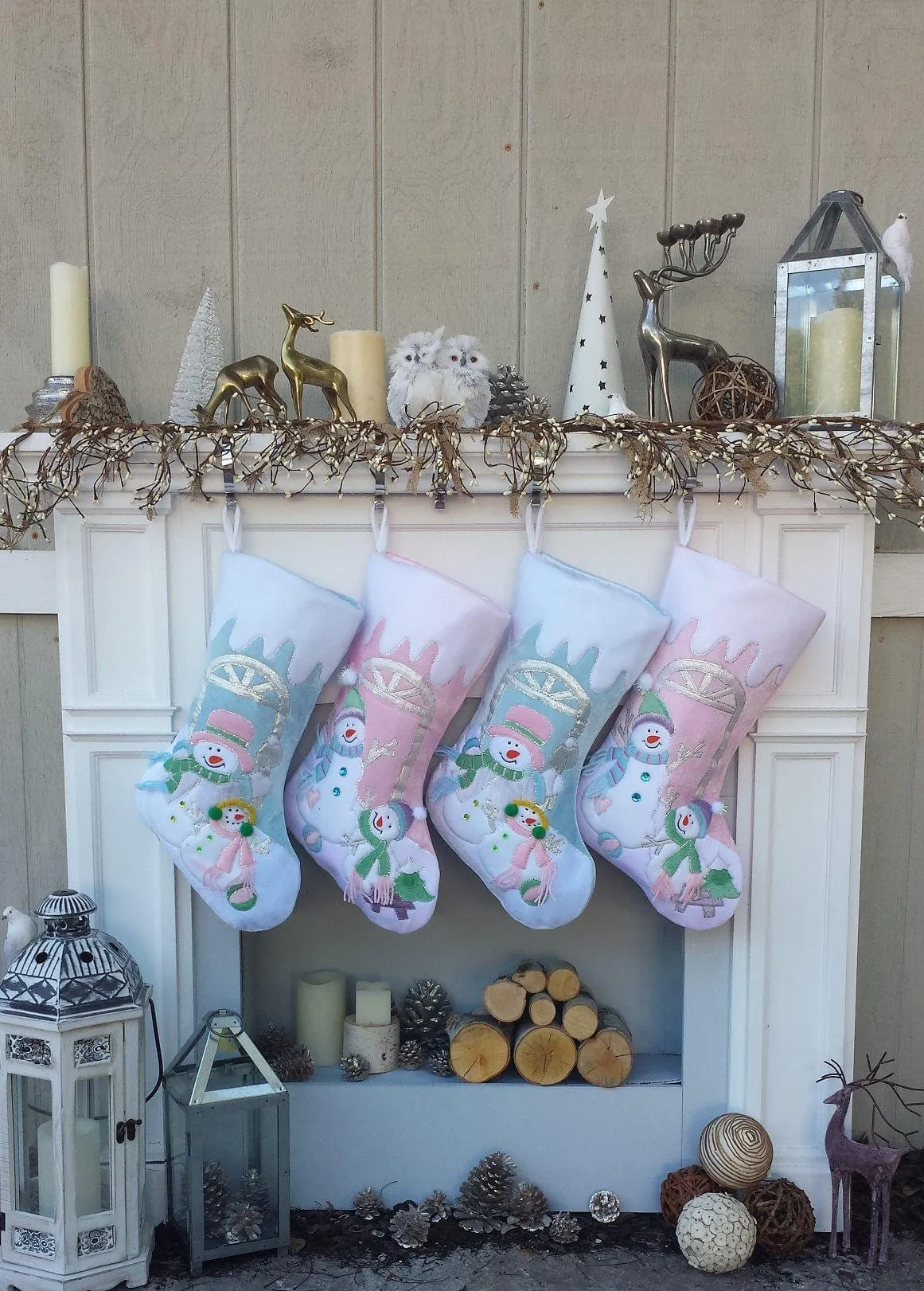 Children's Large Christmas Snowman Personalized stocking with Melting Ice Cuff