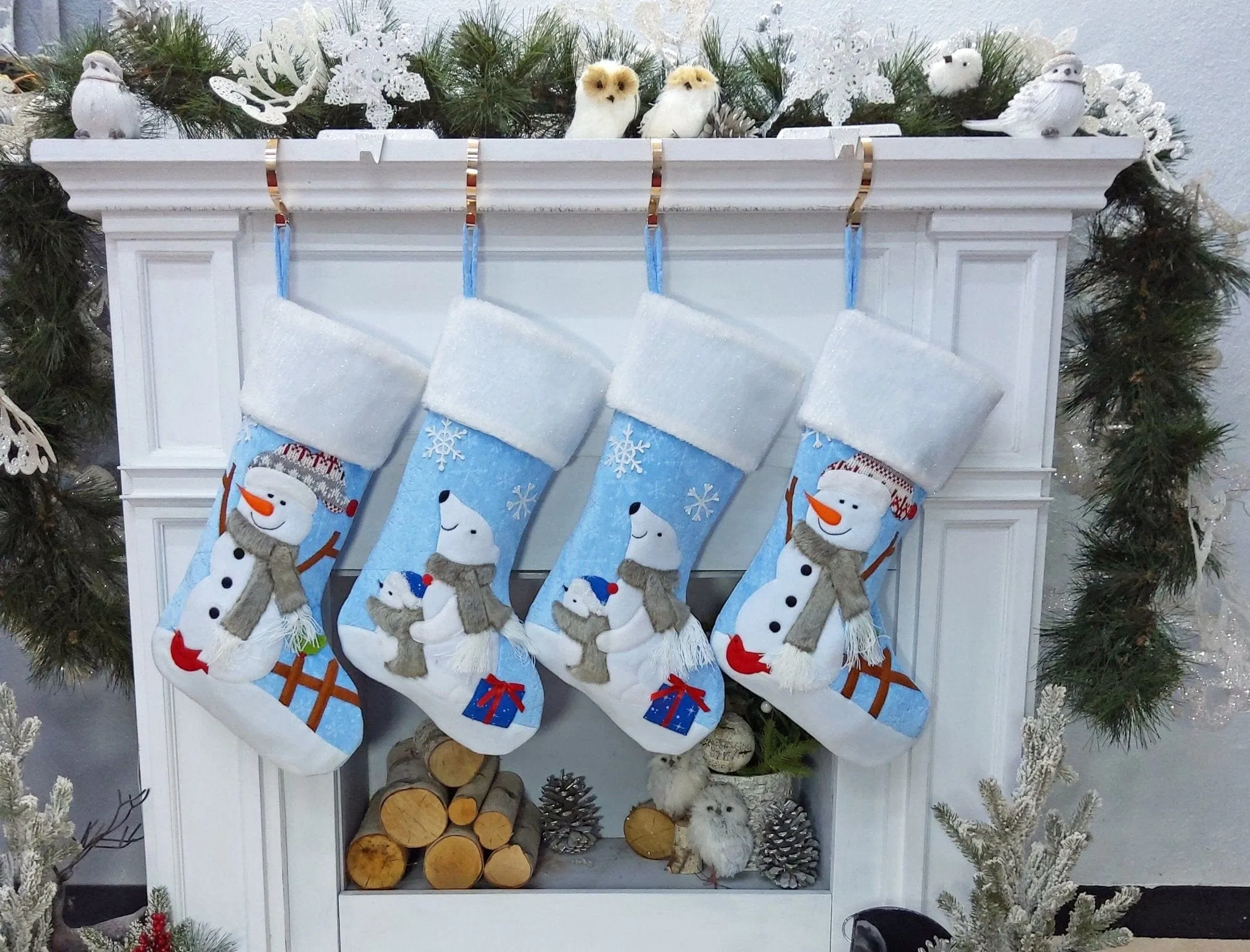 Children's Large Christmas Snowman Personalized stocking with Melting Ice Cuff