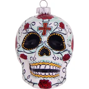 Christmas By Krebs Blown Glass  Collectible Tree Ornaments  (3.5" Candy Day of the Dead Skull)