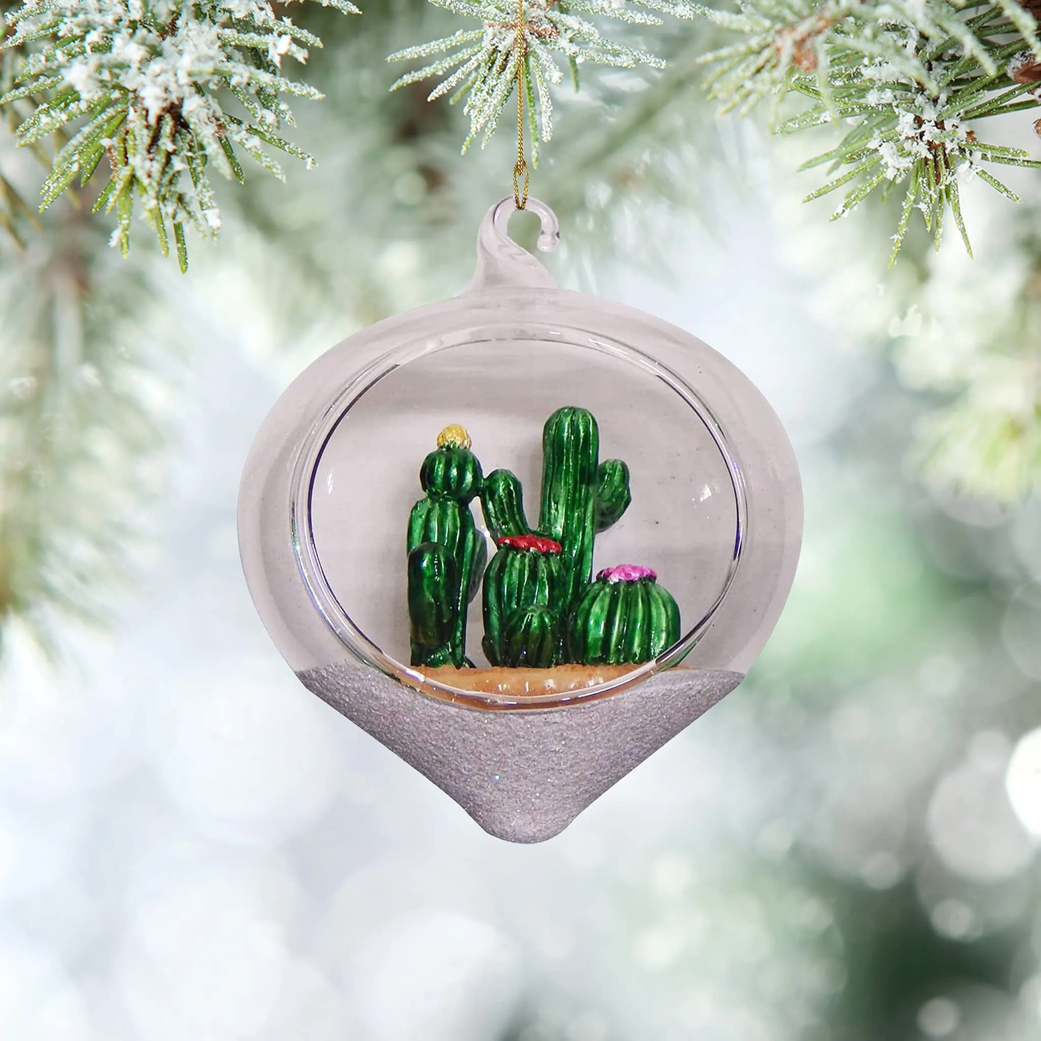 Christmas By Krebs Blown Glass  Collectible Tree Ornaments  (Desert Terrarium)