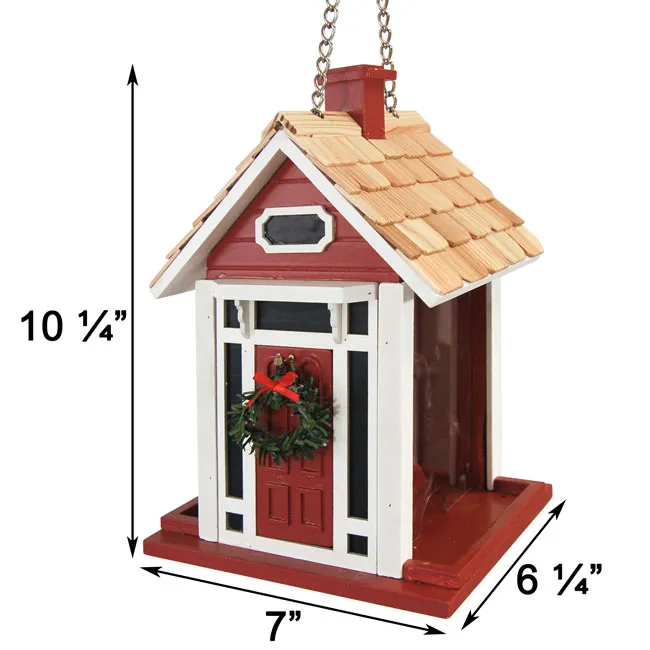 Christmas Cottage Red Bird Feeder