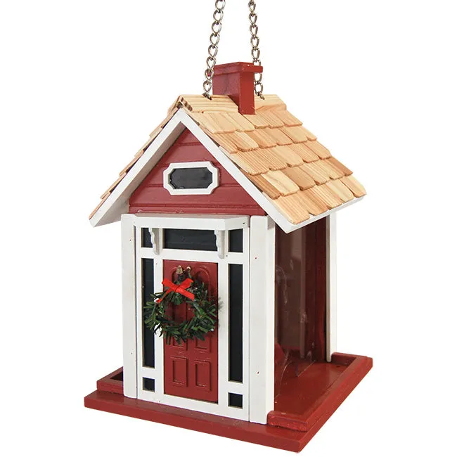 Christmas Cottage Red Bird Feeder