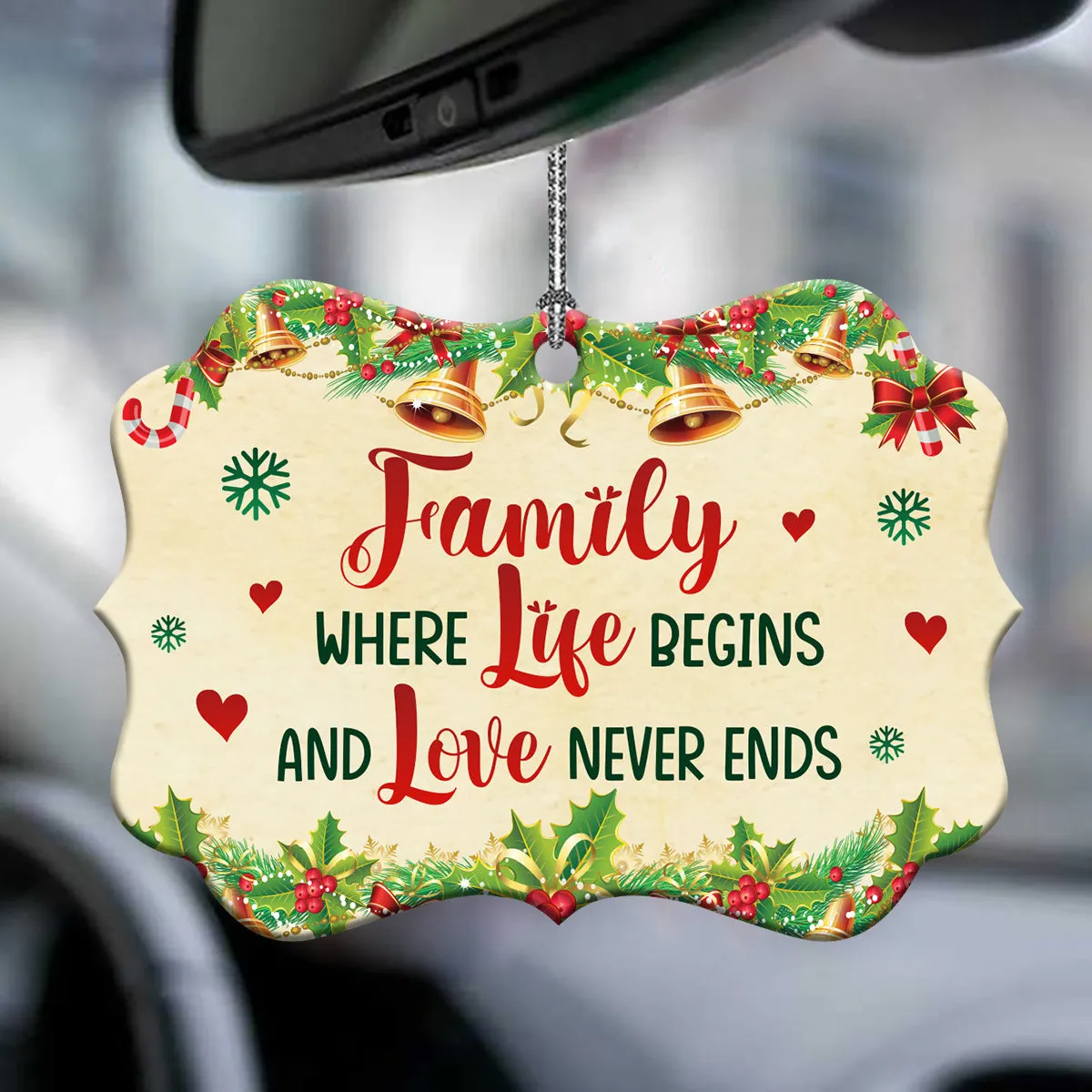 Christmas Gift Family Where Life Begins And Love Never Ends Metal Ornament - Christmas Ornament - Christmas Gift