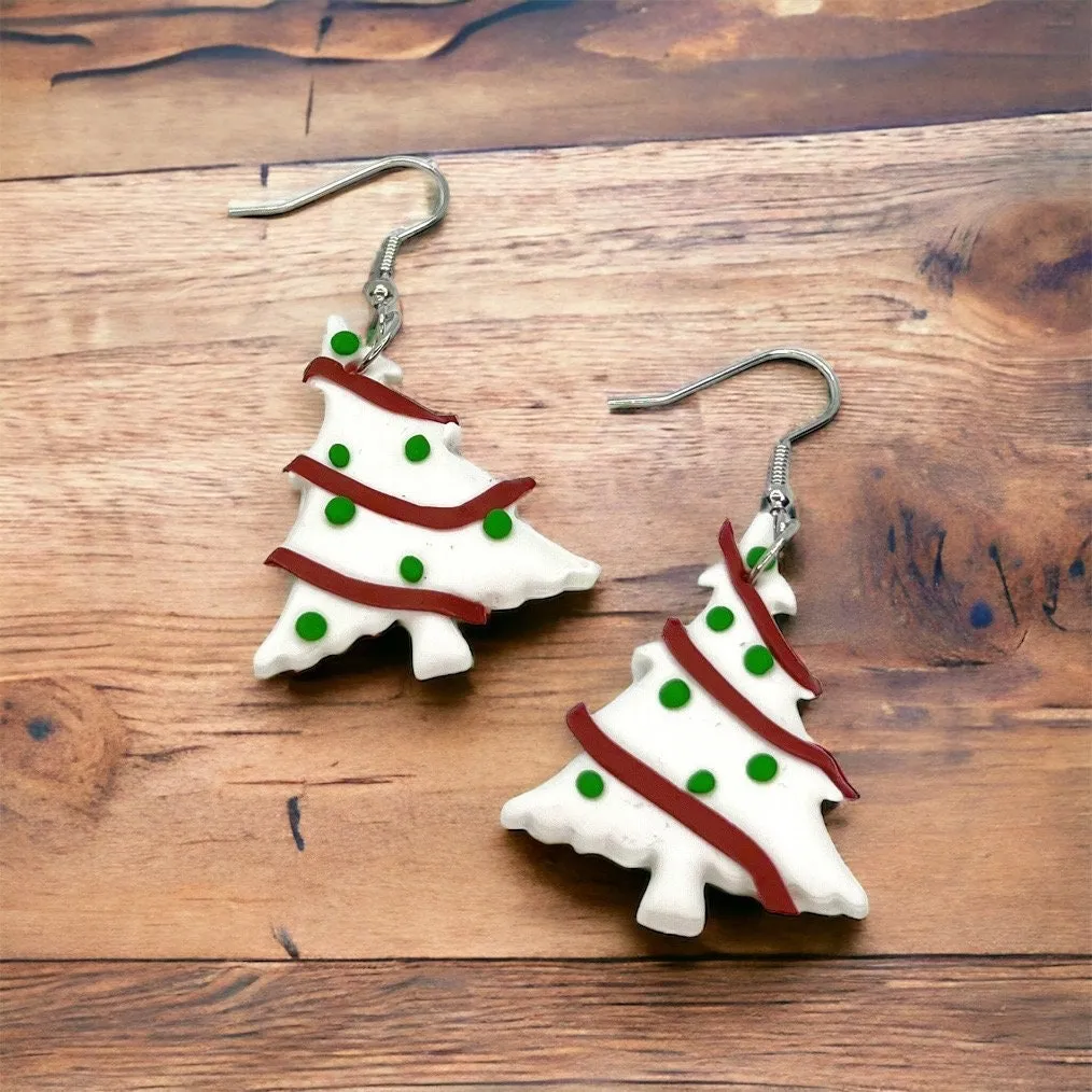 Christmas Tree Earrings, Christmas Tree Snack Cake, Christmas Earrings, Christmas Jewelry, Little Debbie Snack Cake, Handmade Earrings