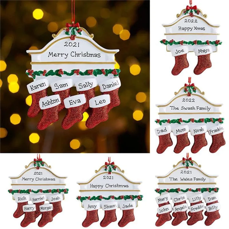 Christmas Tree Socks Pendant Ornaments DIY Name Card For Holiday Decor Pendant Crafts Gift Xmas Tree Decor