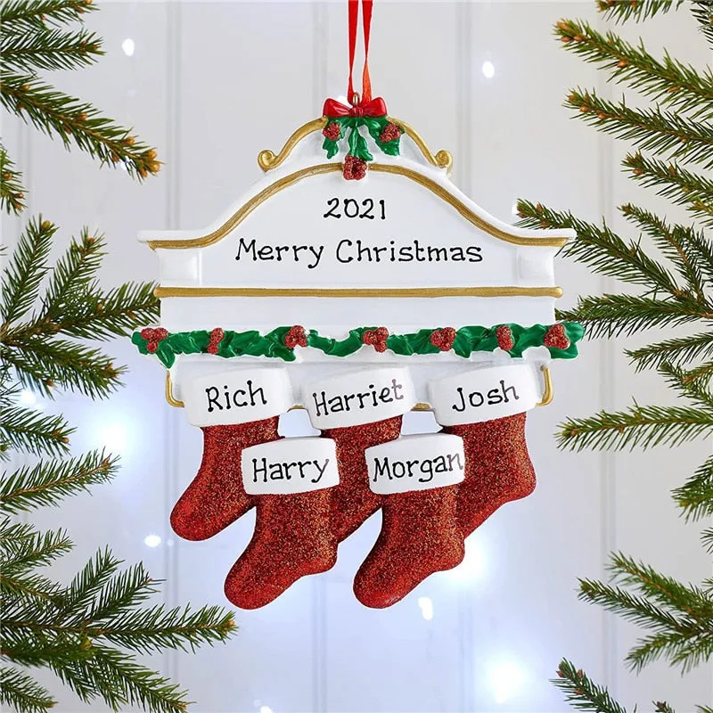 Christmas Tree Socks Pendant Ornaments DIY Name Card For Holiday Decor Pendant Crafts Gift Xmas Tree Decor