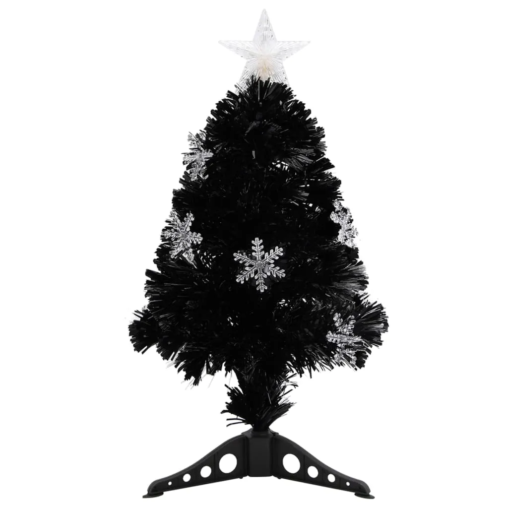 Christmas Tree with LED Snowflakes Black 64 cm Fibre Optic