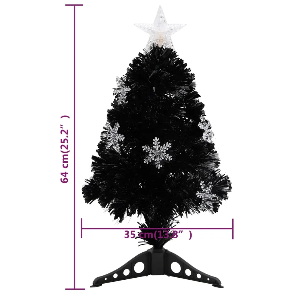 Christmas Tree with LED Snowflakes Black 64 cm Fibre Optic