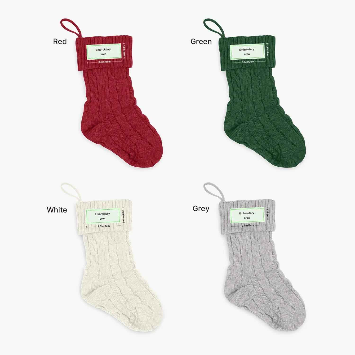 Classic Knitted Embroidered Christmas Stocking