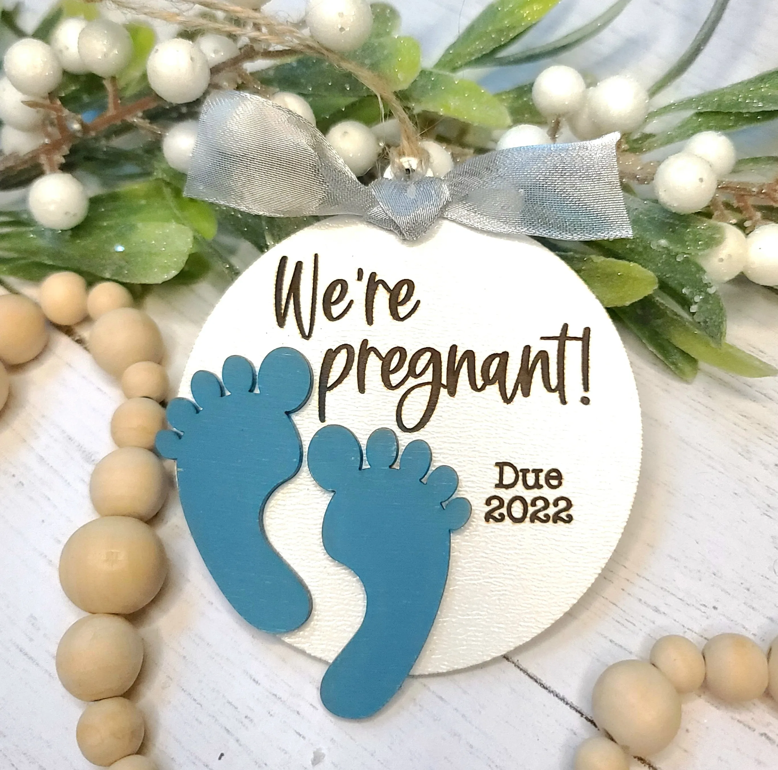 Coming Soon Pregnancy Christmas Ornament | Personalized Laser Cut Wood Ornament