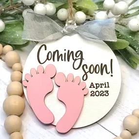 Coming Soon Pregnancy Christmas Ornament | Personalized Laser Cut Wood Ornament