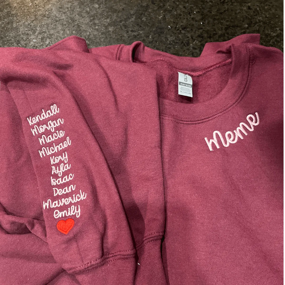 Custom Embroidered Granny Sweatshirt with GrandKids Names on Sleeve