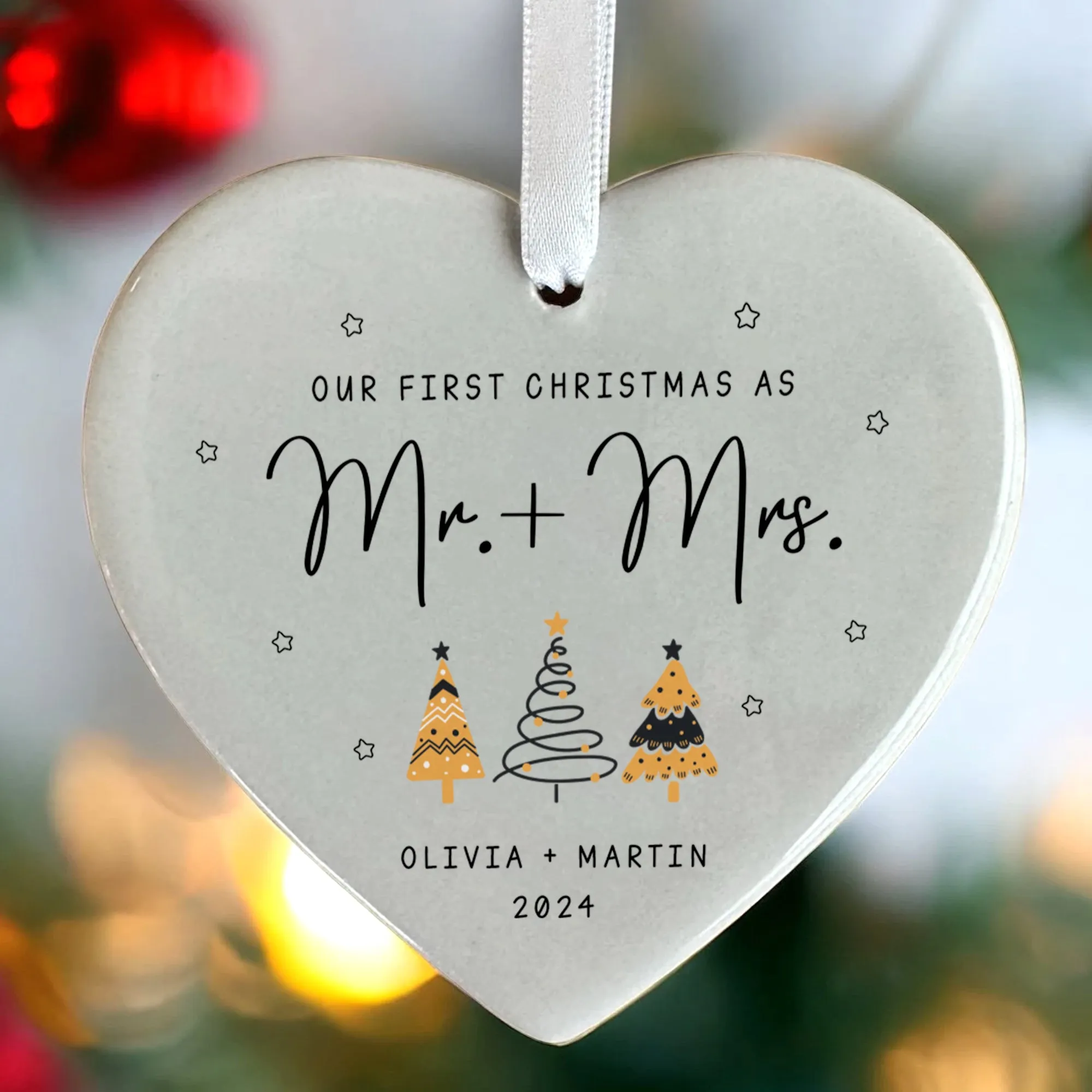 Custom Engaged Ornament, Ornament Engagement Gift For Newly Engaged Couple CY06-04