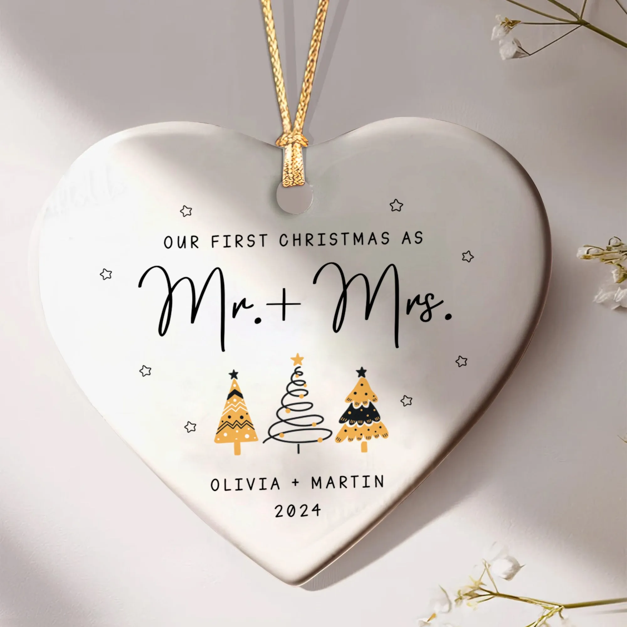 Custom Engaged Ornament, Ornament Engagement Gift For Newly Engaged Couple CY06-04