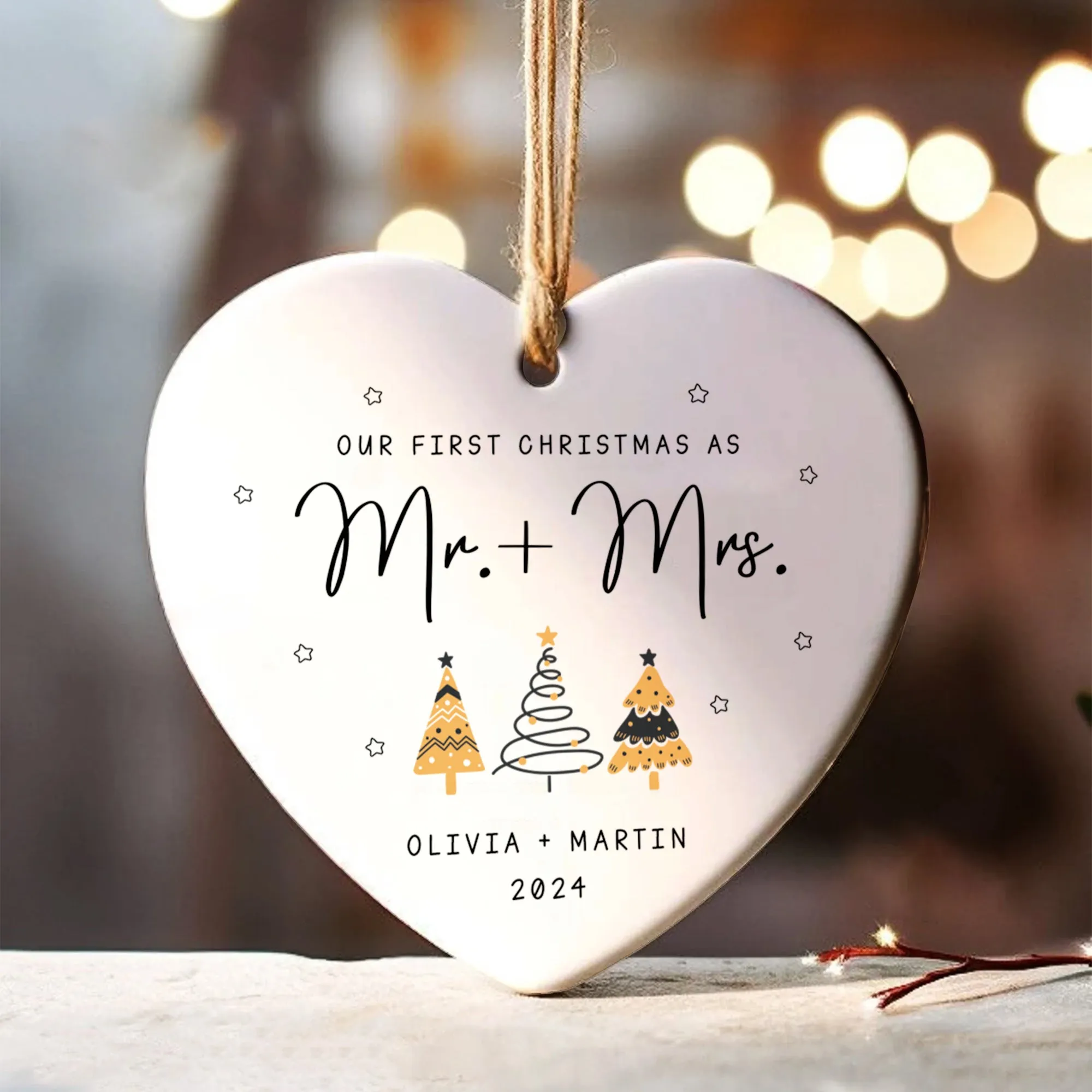 Custom Engaged Ornament, Ornament Engagement Gift For Newly Engaged Couple CY06-04