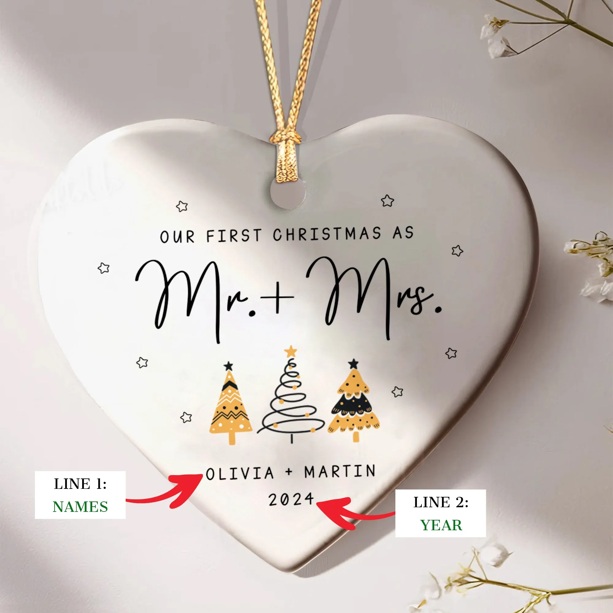 Custom Engaged Ornament, Ornament Engagement Gift For Newly Engaged Couple CY06-04