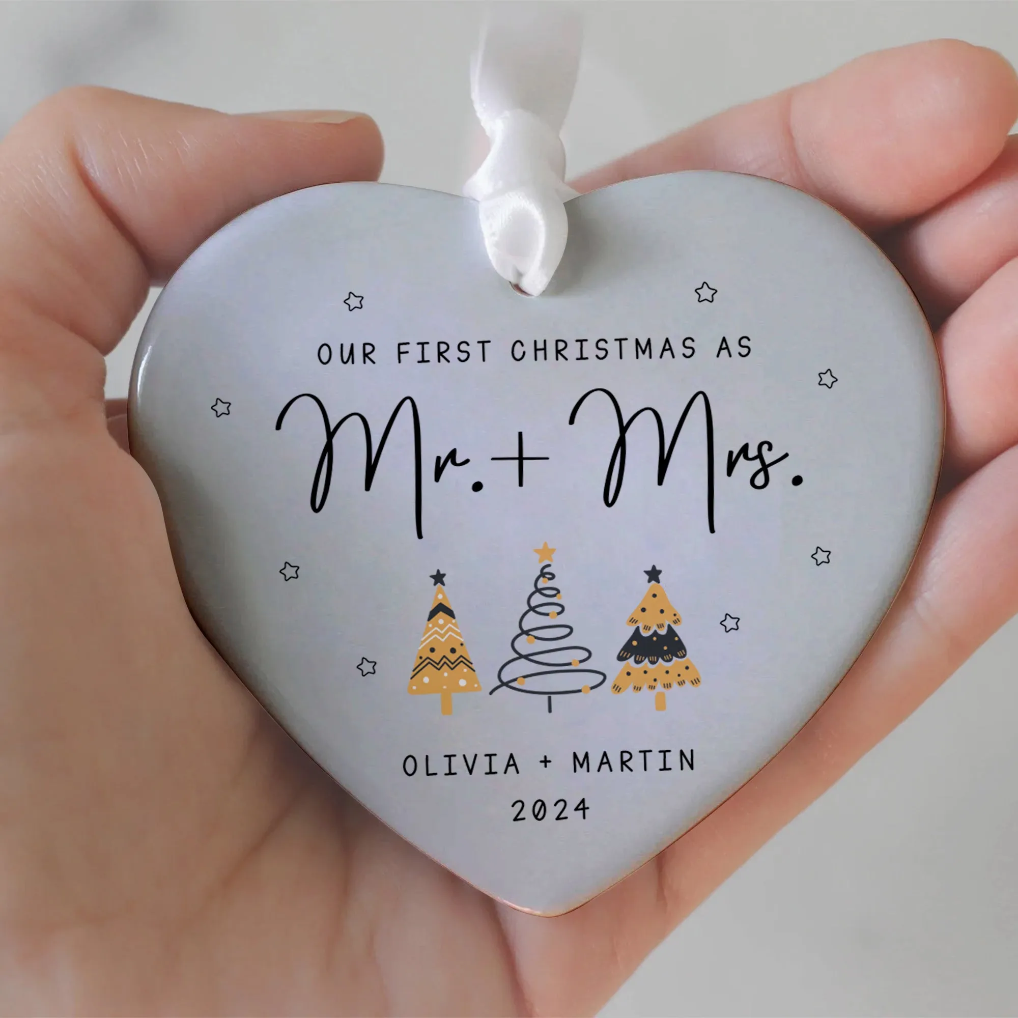 Custom Engaged Ornament, Ornament Engagement Gift For Newly Engaged Couple CY06-04