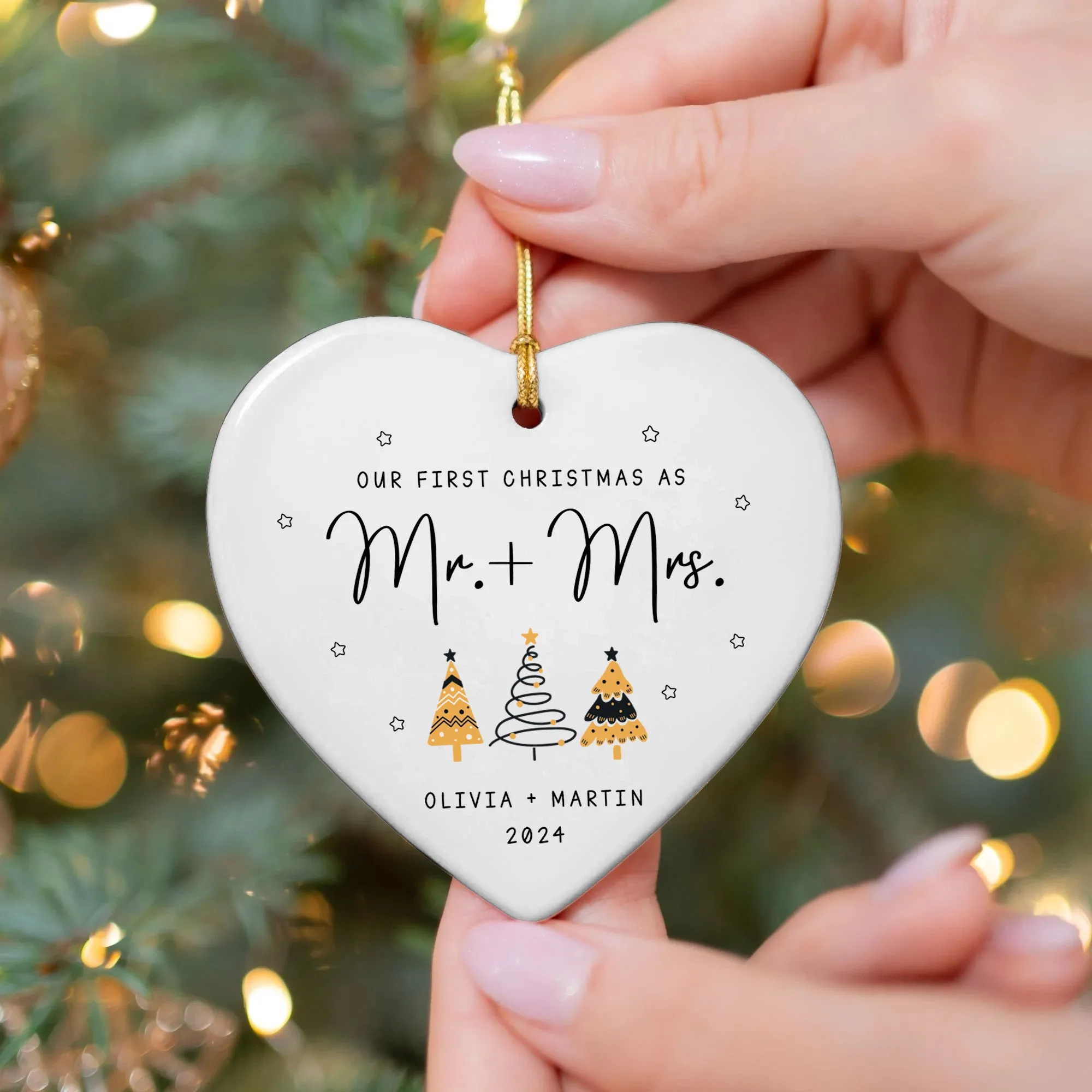 Custom Engaged Ornament, Ornament Engagement Gift For Newly Engaged Couple CY06-04