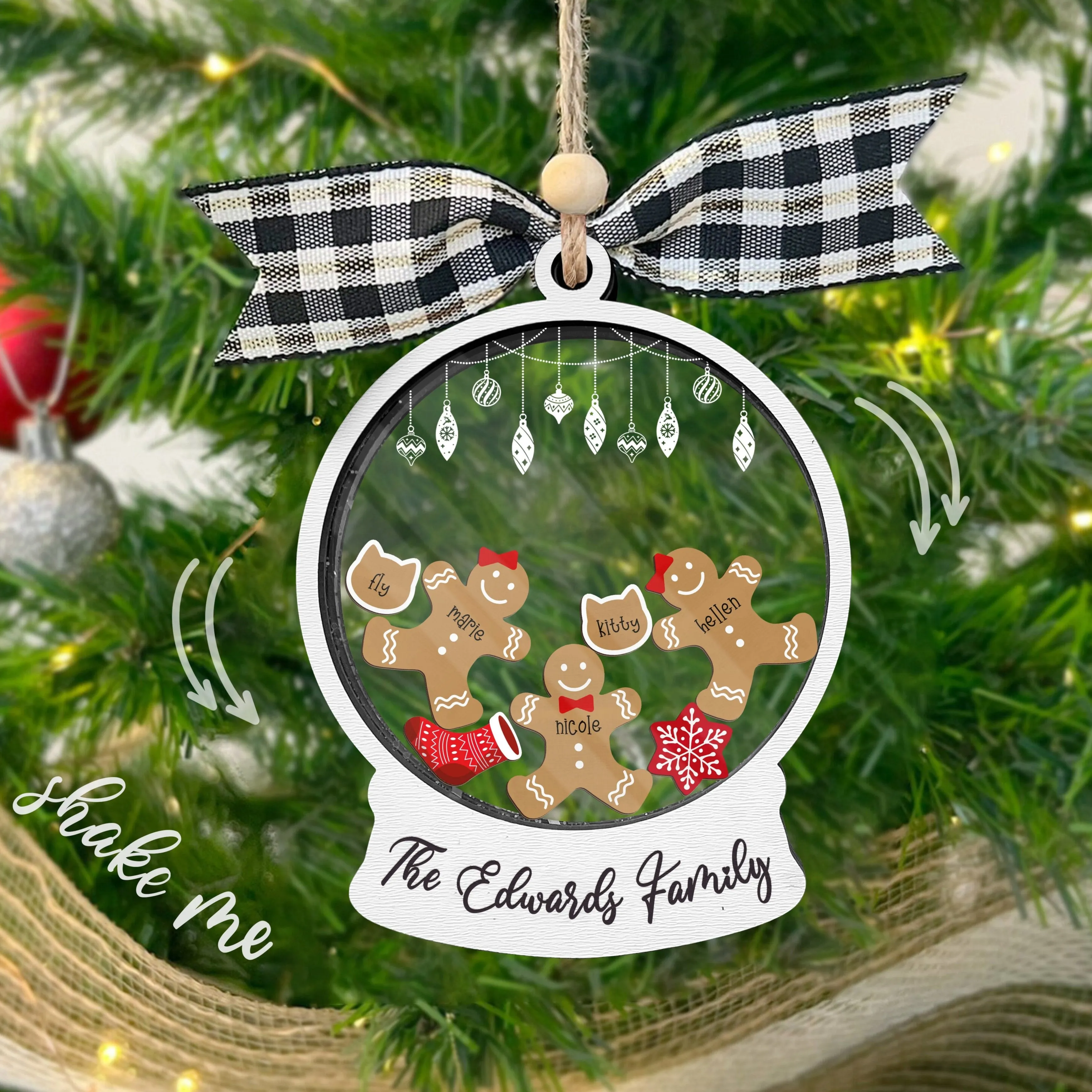 Custom Family Christmas Ornament With Pets, Personalized Gingerbread Family Ornament 2024, CF04