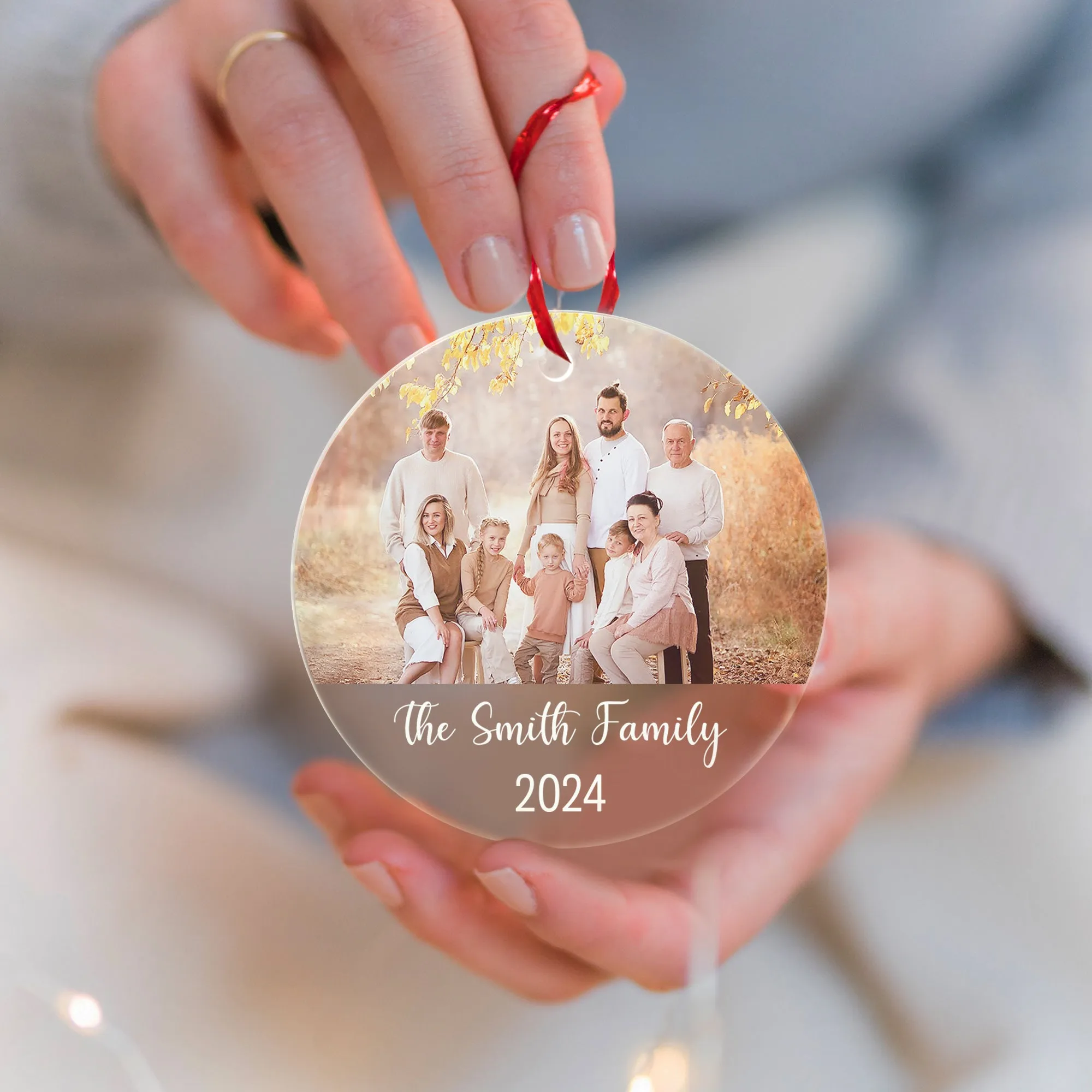 Custom Family Photo Ornament, Personalized Family Ornament with Christmas Tree AV03-13