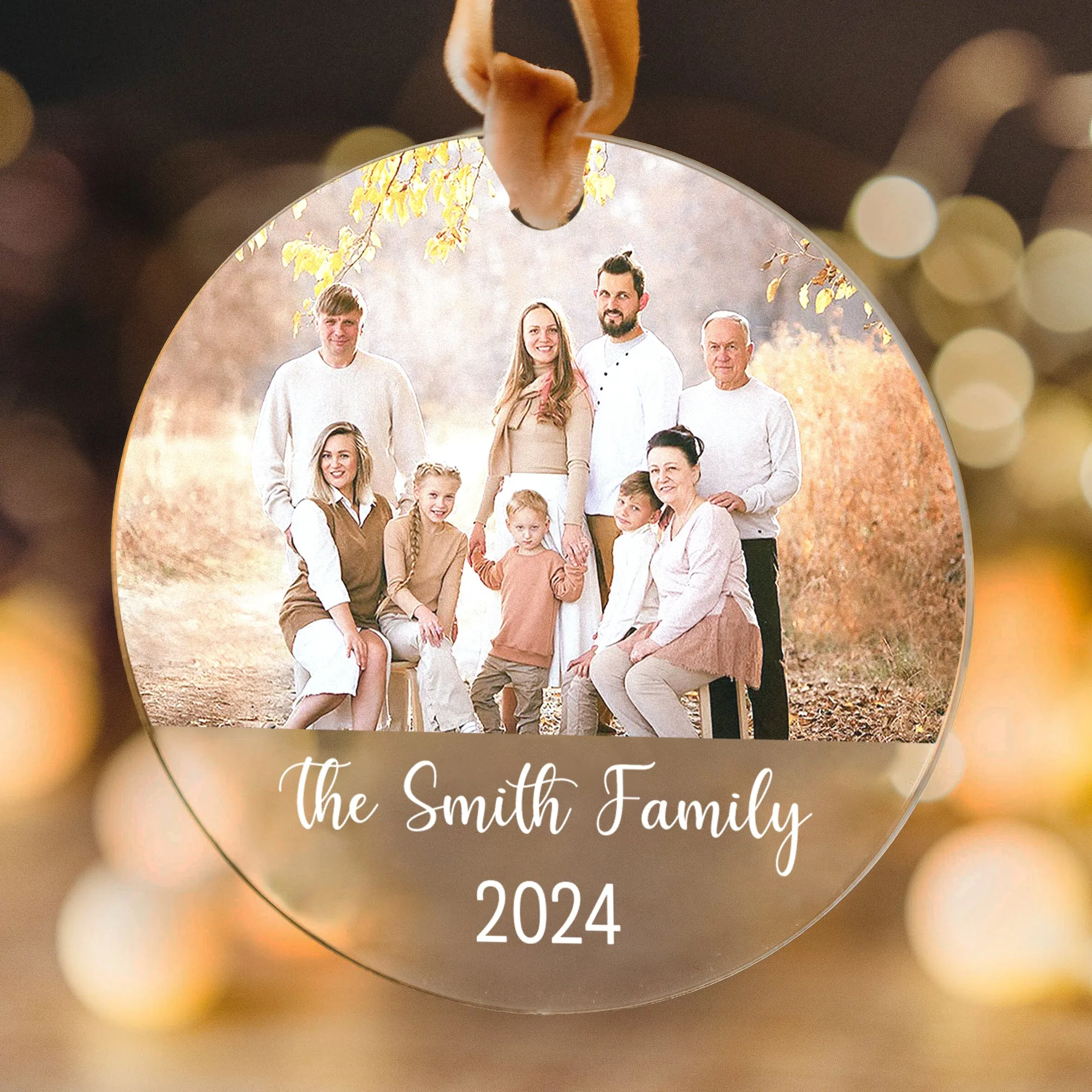 Custom Family Photo Ornament, Personalized Family Ornament with Christmas Tree AV03-13