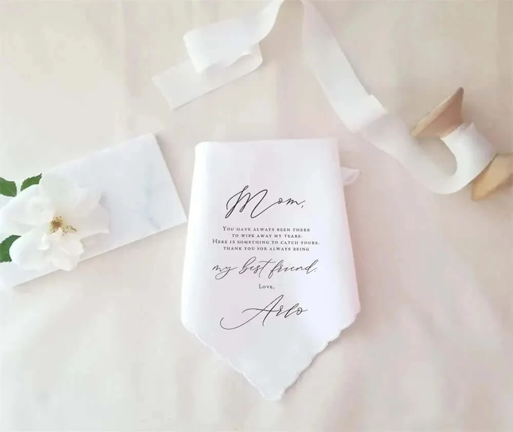 Custom Personalized Wedding Handkerchief Gift for Parents, Mother of the Bride, Father of the Bride