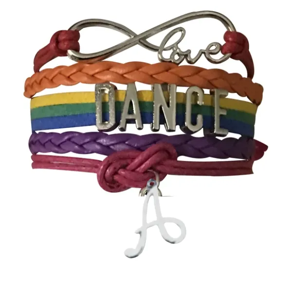 Dance Bracelet with Initial Charm - Pick Colors