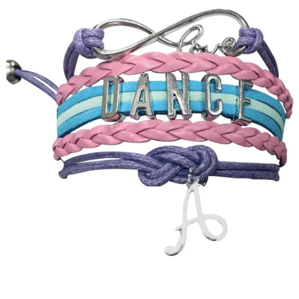 Dance Bracelet with Initial Charm - Pick Colors