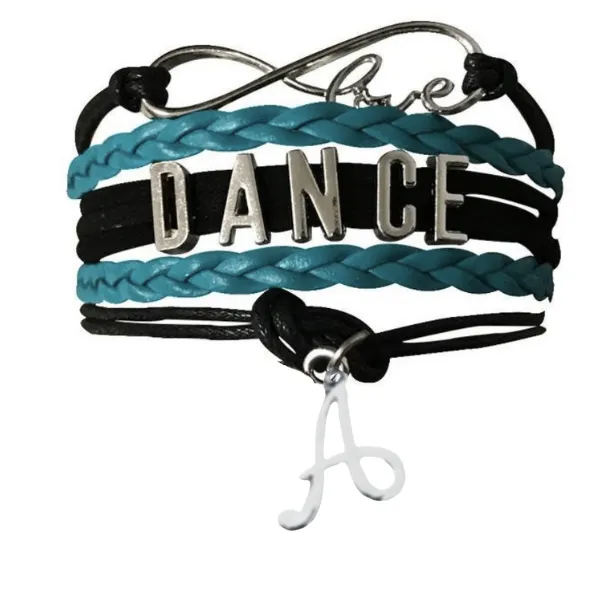 Dance Bracelet with Initial Charm - Pick Colors