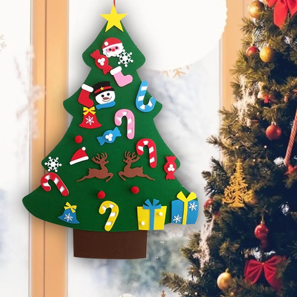 DIY Felt Christmas Tree Set with 26 Detachable Ornaments Home Party Decor